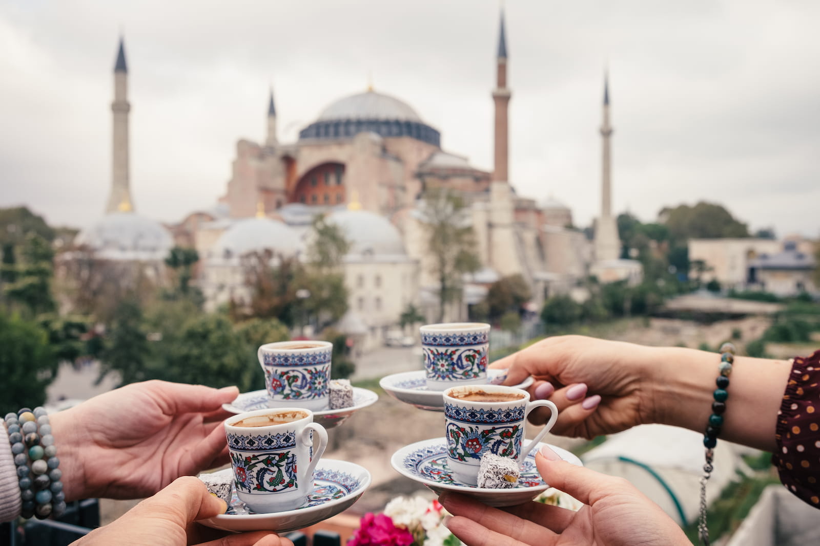 Turkish coffee experience with Hagia Sophia in the background